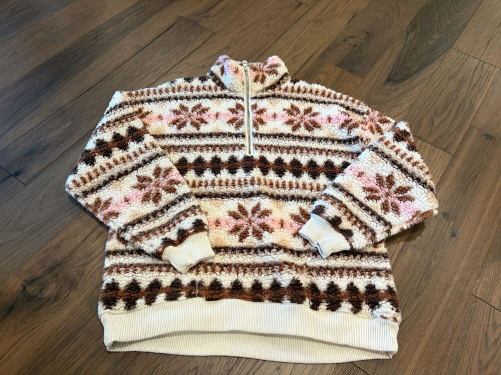 Aerie Fair Isle Sherpa Quarter-Zip Pullover